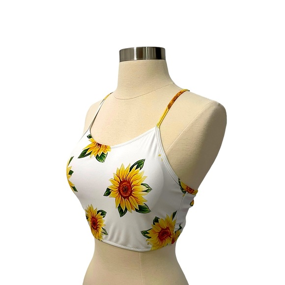 Zaful Womens Swim Top Sunflower 🌻 Design Size Small - Picture 2 of 3